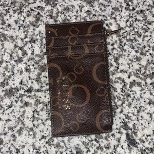Guess Dark Brown Monogram Card Wallet